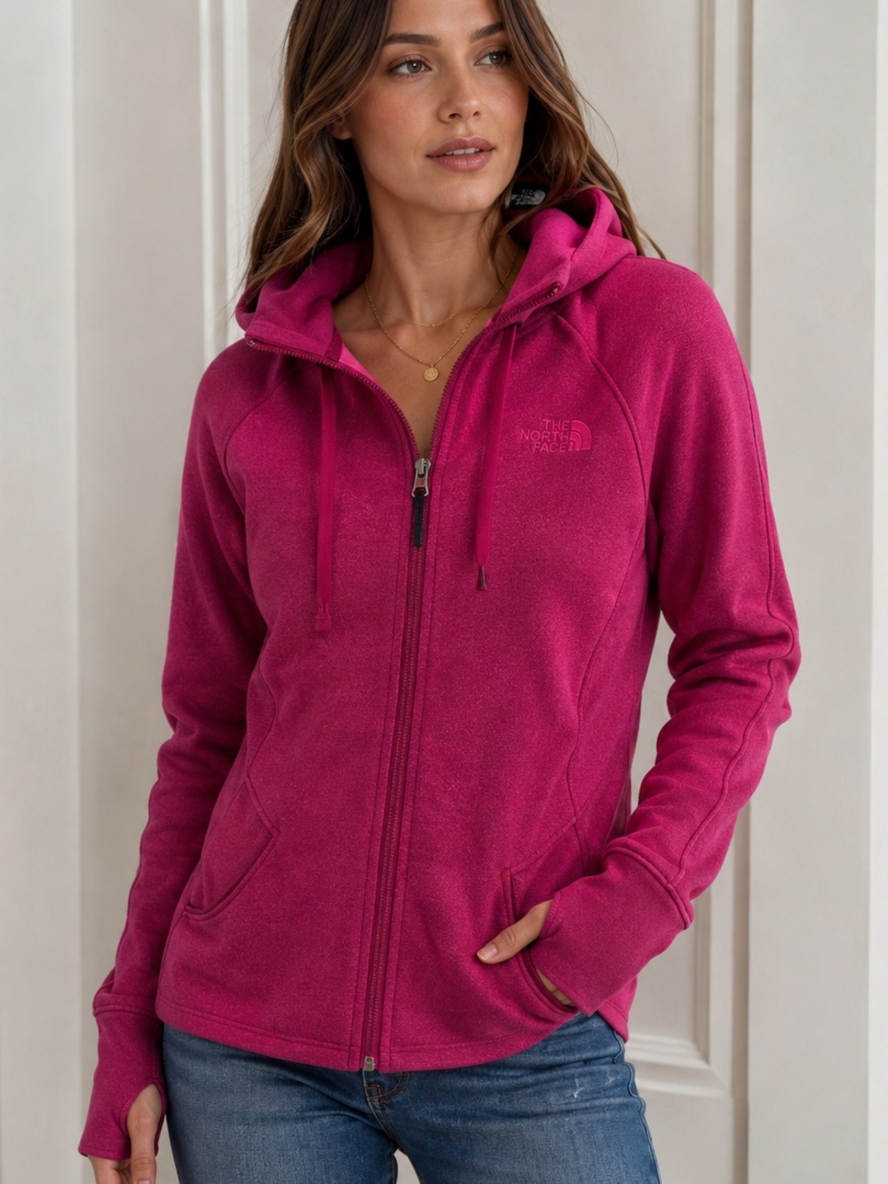 The North Face Women’s Full Zip Hoodie XL Fuchsia Pink Activewear Jacket